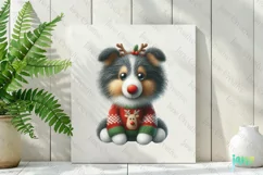 Crochet Christmas Shetland Sheepdog Dog Clipart Product Image 2