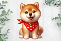 Cute Shiba Dog Red Bandana Clipart Product Image 1