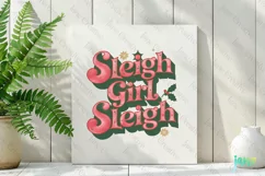 Sleigh Girl Sleigh Retro Christmas Clipart Product Image 2