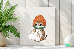 Strawberry Cat Clipart Sublimation Product Image 2