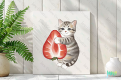 Strawberry Cat Clipart Sublimation Product Image 2