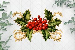Vintage 1960s Holly Wreath Sublimation Clipart Product Image 1