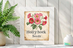 Hollyhock Seeds Vintage Flowers Clipart Seed Packet Product Image 2