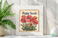 Poppy Seeds Vintage Flowers Clipart Seed Packet Product Image 2