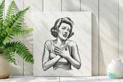 Vintage Woman Crying Sublimation Clipart Product Image 2