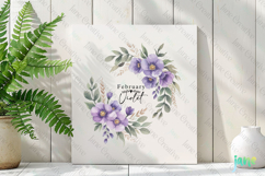 February - Watercolor Violet Birth Month Flower Clipart Product Image 3