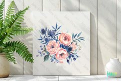 Watercolor Flowers Blue Fall Clipart Product Image 2