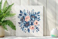 Watercolor Flowers Blue Fall Clipart Product Image 2