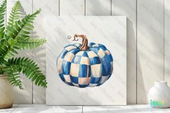 Watercolor Pumpkin Blue Fall Clipart Product Image 2