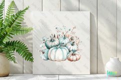 Watercolor Pumpkin Blue Fall Clipart Product Image 2