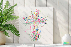 Spring Wildflowers Cross Coquette Bow Clipart Product Image 2