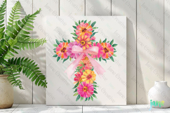 Spring Zinnias Cross Coquette Bow Clipart Product Image 2