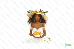 Watercolor Lemon Girl Clipart PNG File Product Image 1