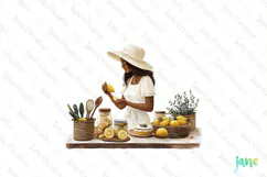 Watercolor Lemon Girl Clipart PNG File Product Image 1