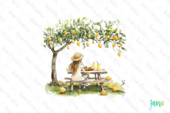 Watercolor Lemon Girl Clipart PNG File Product Image 1