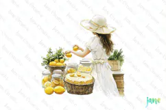 Watercolor Lemon Girl Clipart PNG File Product Image 1