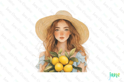 Watercolor Lemon Girl Clipart PNG File Product Image 1