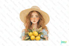 Watercolor Lemon Girl Clipart PNG File Product Image 1
