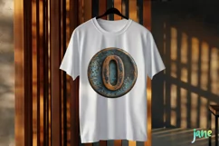 Antique Round Metal Alphabet Number 0 Clipart Product Image 3