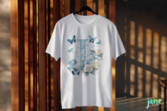 Watercolor Floral Butterflies Letter J Product Image 2