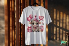 Pink Valentine Highland Cow Clipart Product Image 3