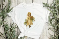 Vintage Gold Christmas Girl Clipart Product Image 2