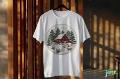 Embroidered Christmas Farm House Ornament Clipart Product Image 3