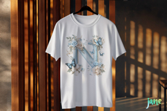 Watercolor Floral Butterflies Letter N Product Image 2