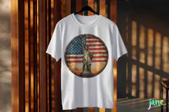American Goddess of Liberty Rustic Round Metal Sign Clipart Product Image 2