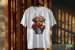 Christmas Highland Cow in bucket Clipart Product Image 2