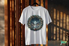 Winter Scene Wreath Sublimation Clipart Product Image 3