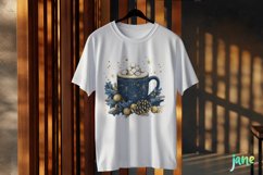 Blue And Gold Christmas Hot Cocoa Clipart Product Image 3