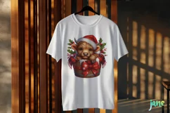 Christmas Highland Cow in bucket Clipart Product Image 2