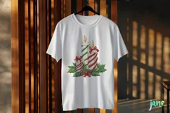 Embroidered Christmas Candles Sublimation PNG Clipart Product Image 3
