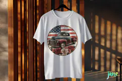 American Truck Rustic Round Metal Sign Clipart Product Image 3
