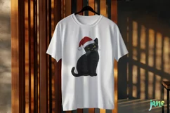 Embroidered Christmas Black Cat PNG Clipart Product Image 3