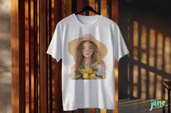 Watercolor Lemon Girl Clipart PNG File Product Image 2