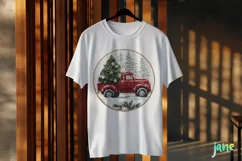 Embroidered Christmas Farm Truck Ornament Clipart Product Image 3