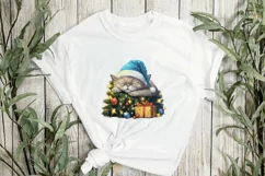 Lazy British Shorthair Cat At Christmas Clipart Product Image 3