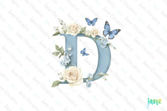 Watercolor Floral Butterflies Letter D Product Image 1