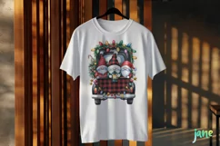 Christmas Red Buffalo Plaid Gnomes Truck Clipart Product Image 3