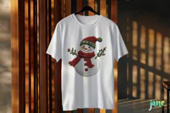 Embroidered Christmas Snowman Sublimation PNG Clipart Product Image 3
