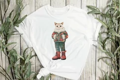 Vintage Christmas American Shorthair Cat Clipart Product Image 3