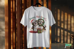 Happy Holidays Bichon Frisé Dog Wreath Clipart Product Image 3