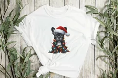 French Bulldog Wrapped In Christmas Lights Clipart Product Image 3