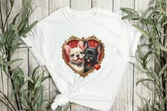 French Bulldog Couple Heart Shape Frame Clipart Product Image 2