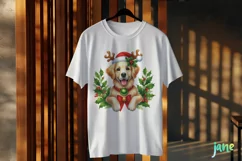 Christmas Golden Retriever Dog Peeking Clipart Product Image 2