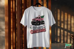 Merry Christmas Pink Truck Sublimation Product Image 2