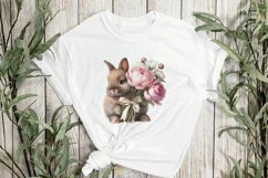 Rabbits And Peonies Bloom Clipart Product Image 3
