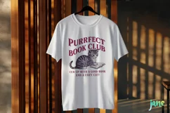 Purrfect Book Club Vintage Funny Cat Clipart Product Image 3